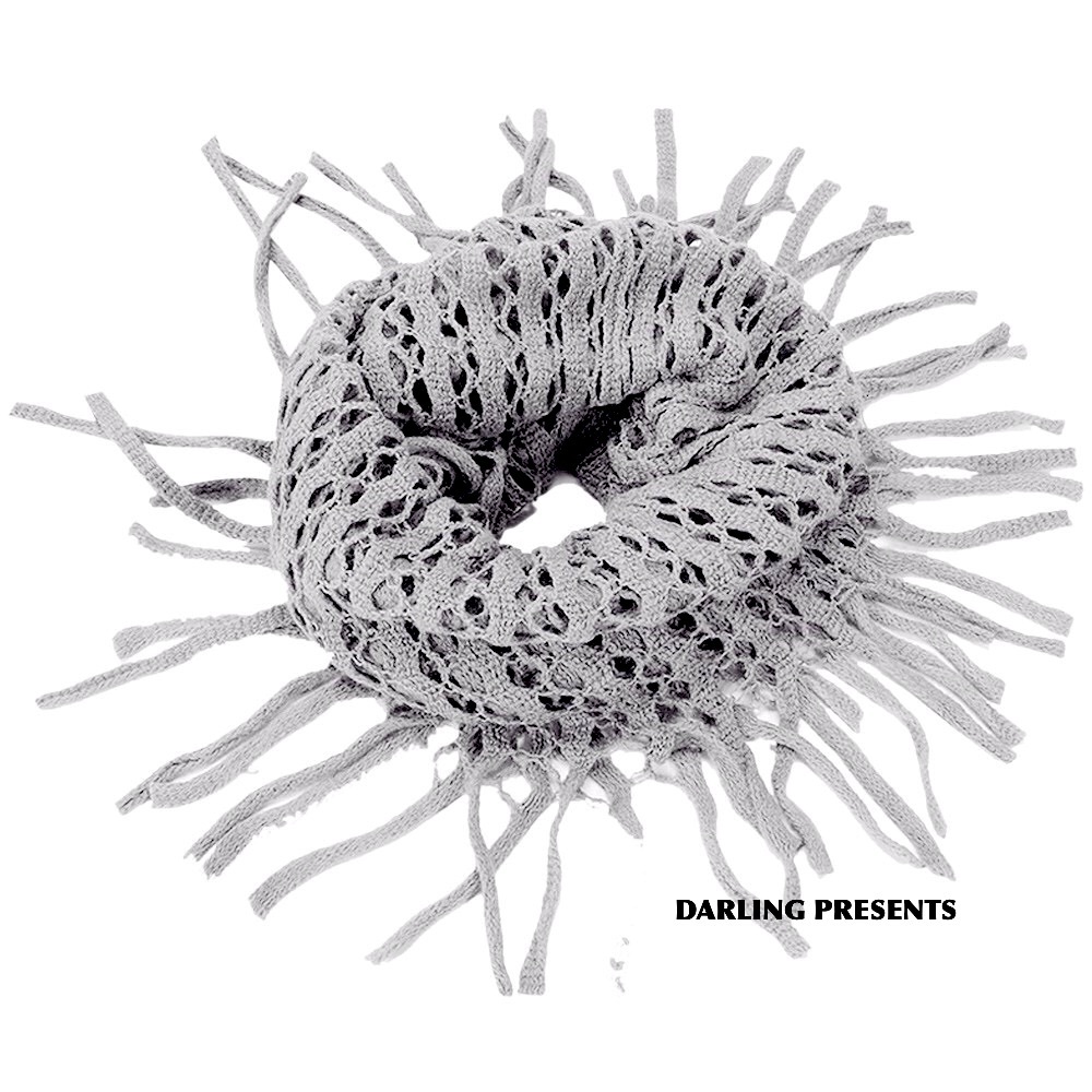 Infinity Fishnet Fringe Scarf Women Color Gray